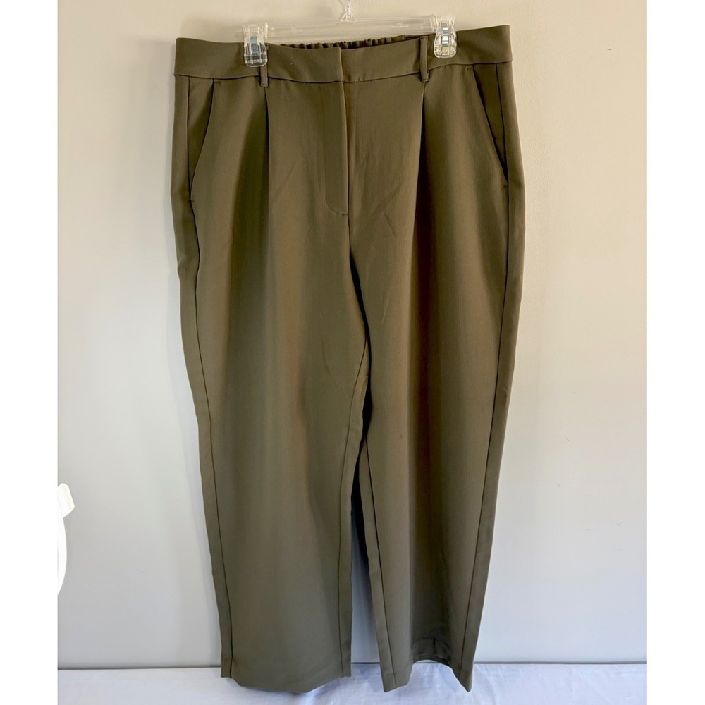 Old Navy Womens Extra High-Rise Taylor Wide-Leg Trouser Pant Size XL Olive Green